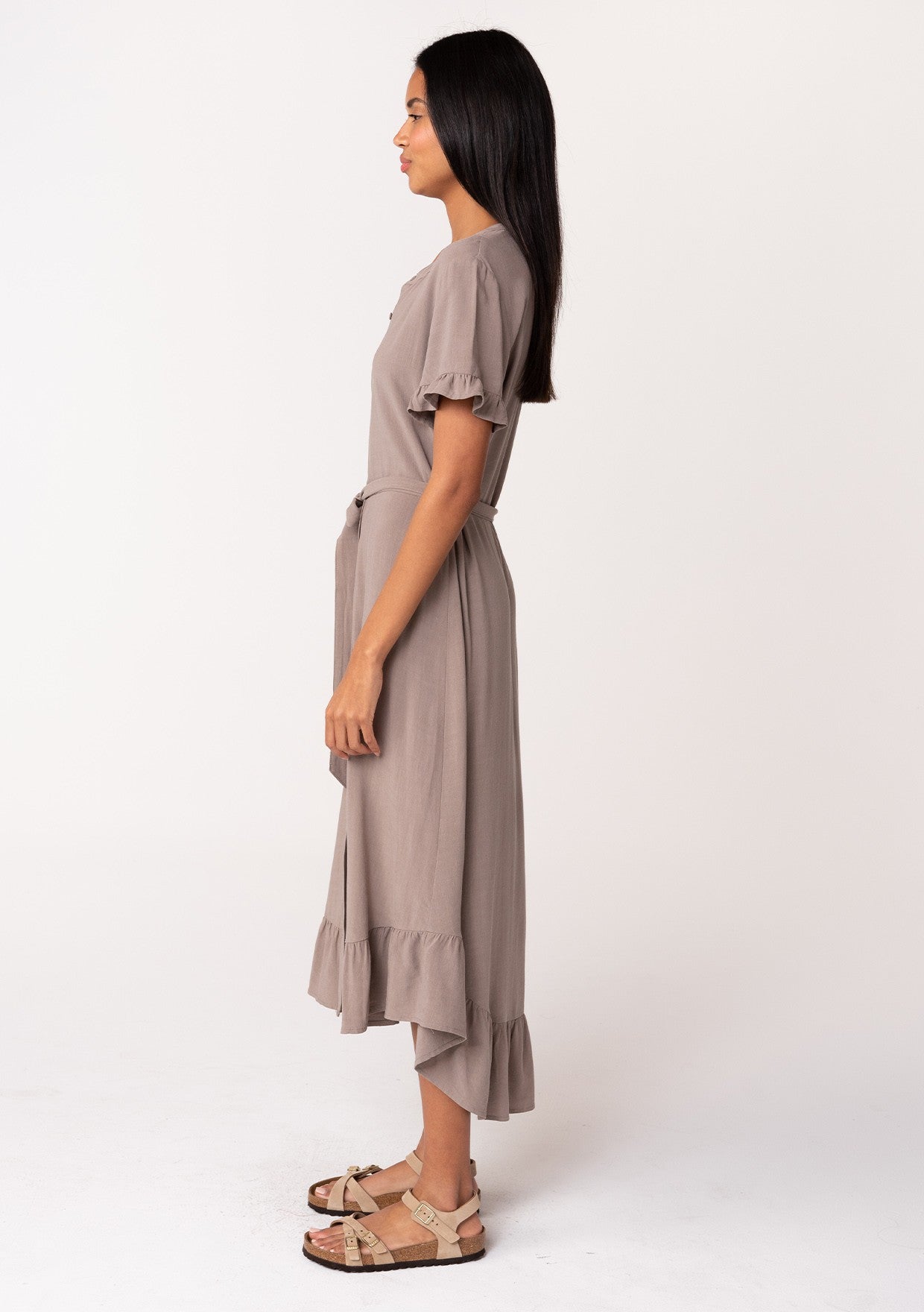 Latte Linen Blend Shirt Dress