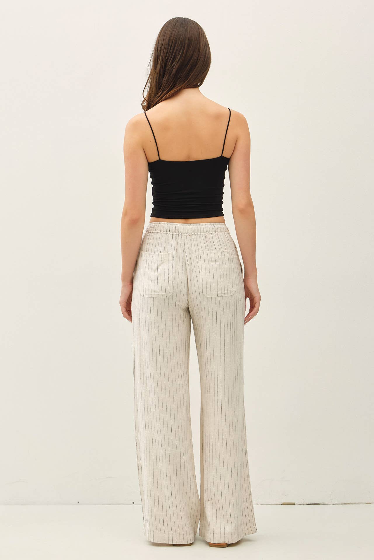Striped Linen Wide Leg Pants