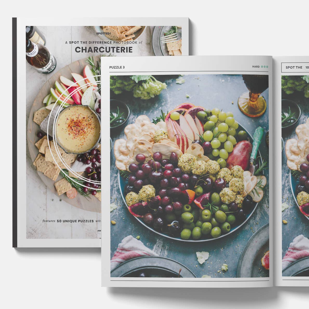 Charcuterie Spot the Difference Puzzles, I Spy Activity Book