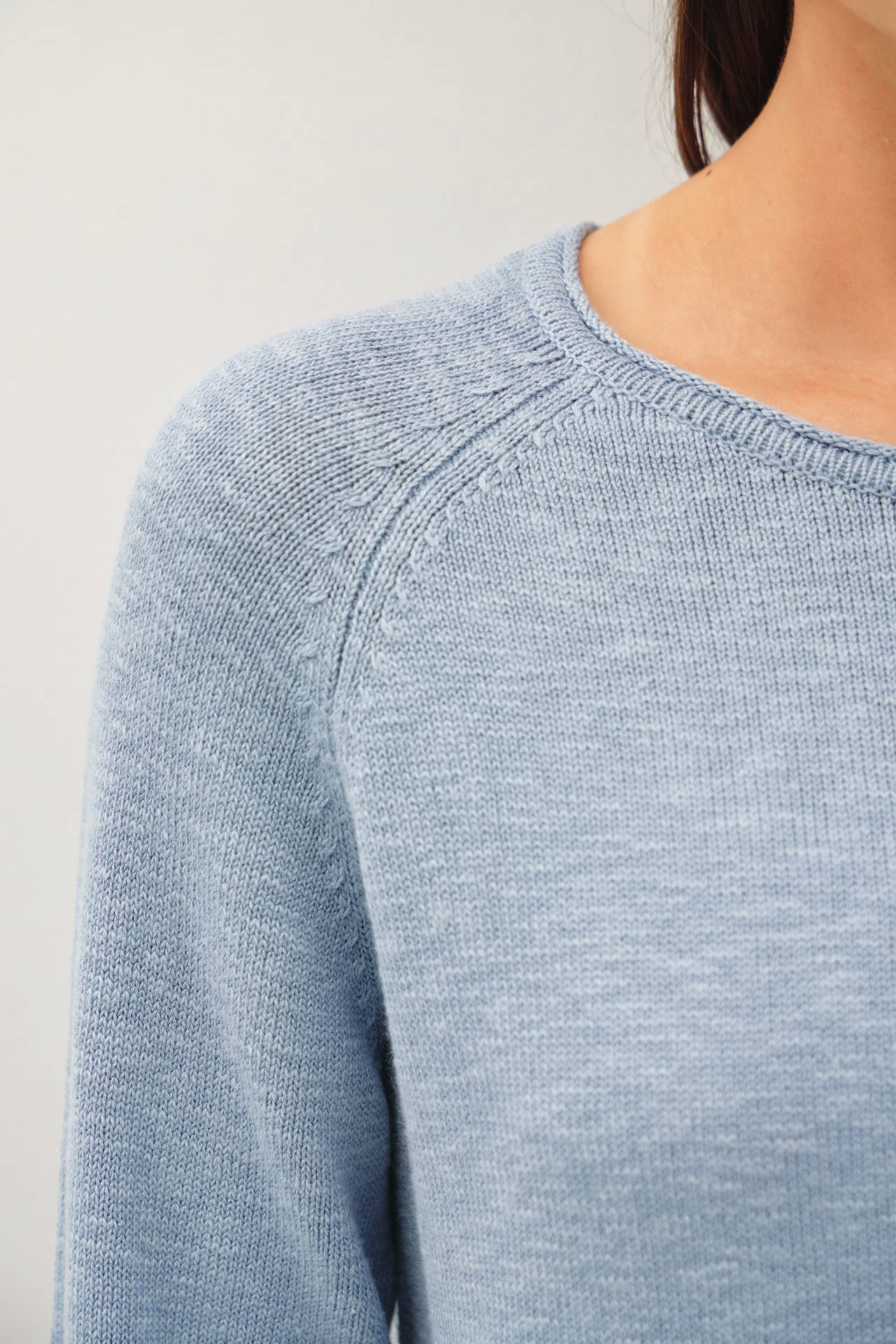 Soft Cotton-Viscose Rolled Collar Pullover Sweater - Slate Blue