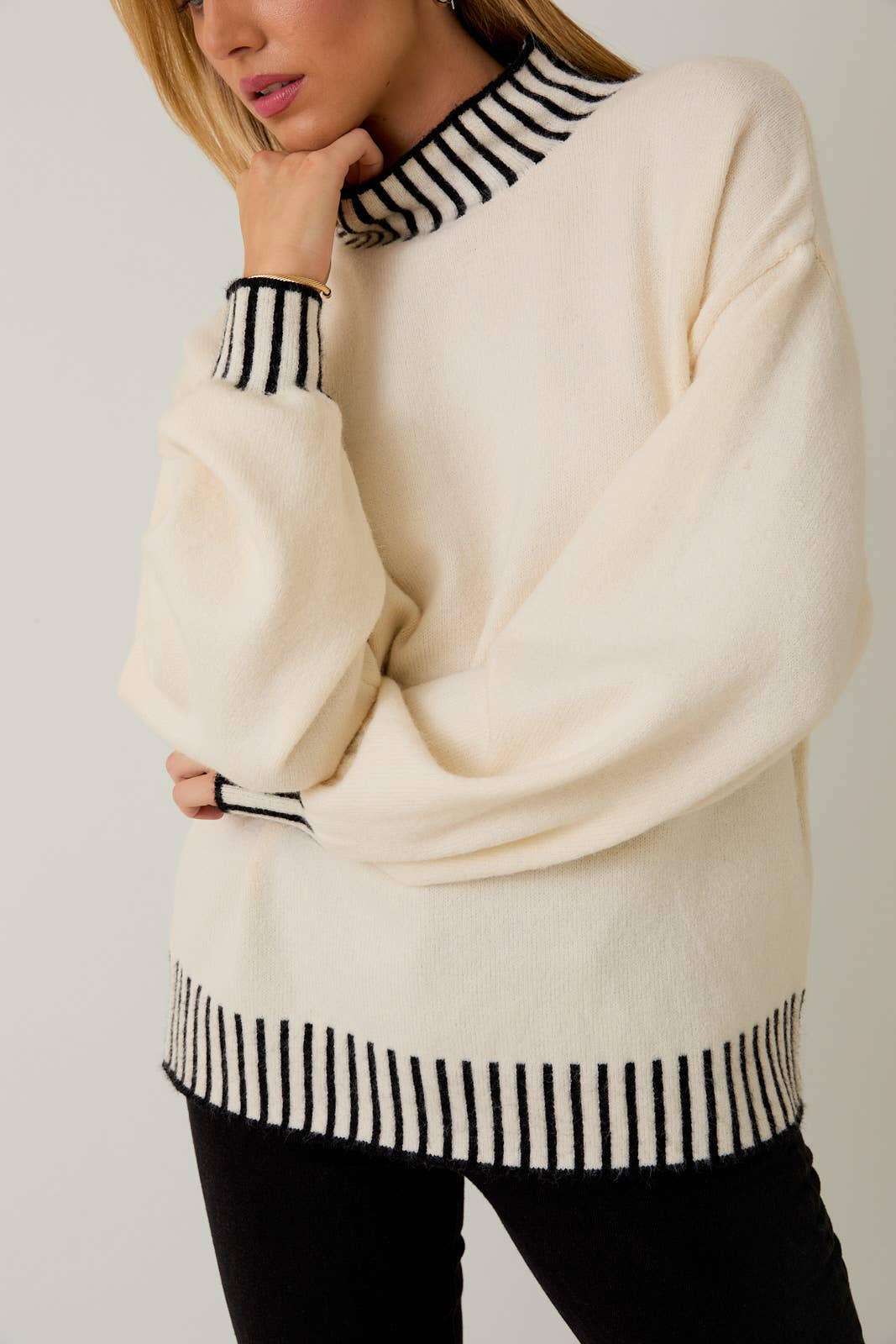 Sable Stitch Mock Neck Sweater