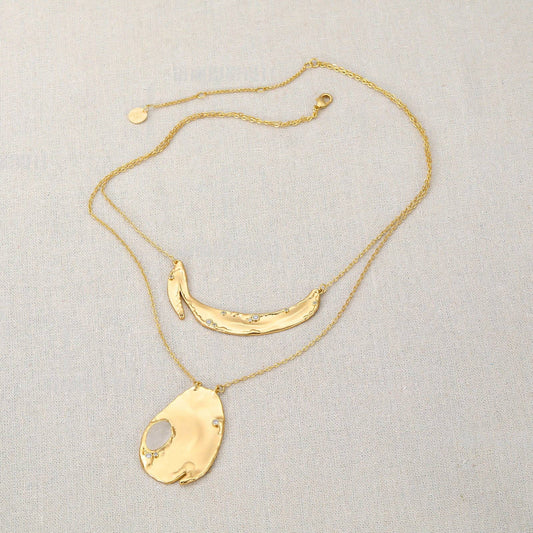 Clear Quartz Duo Pendant Necklace
