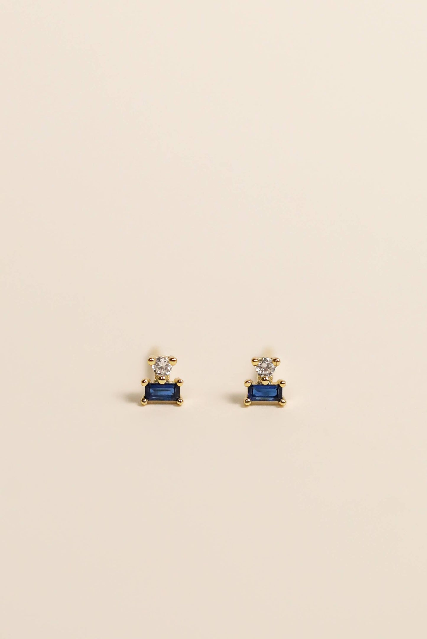 Double Stud Stack - Sapphire & Gold Earrings