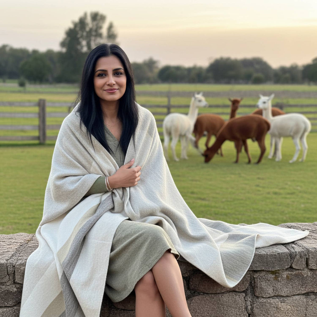 Alpaca Throw Blanket - Salt Flat