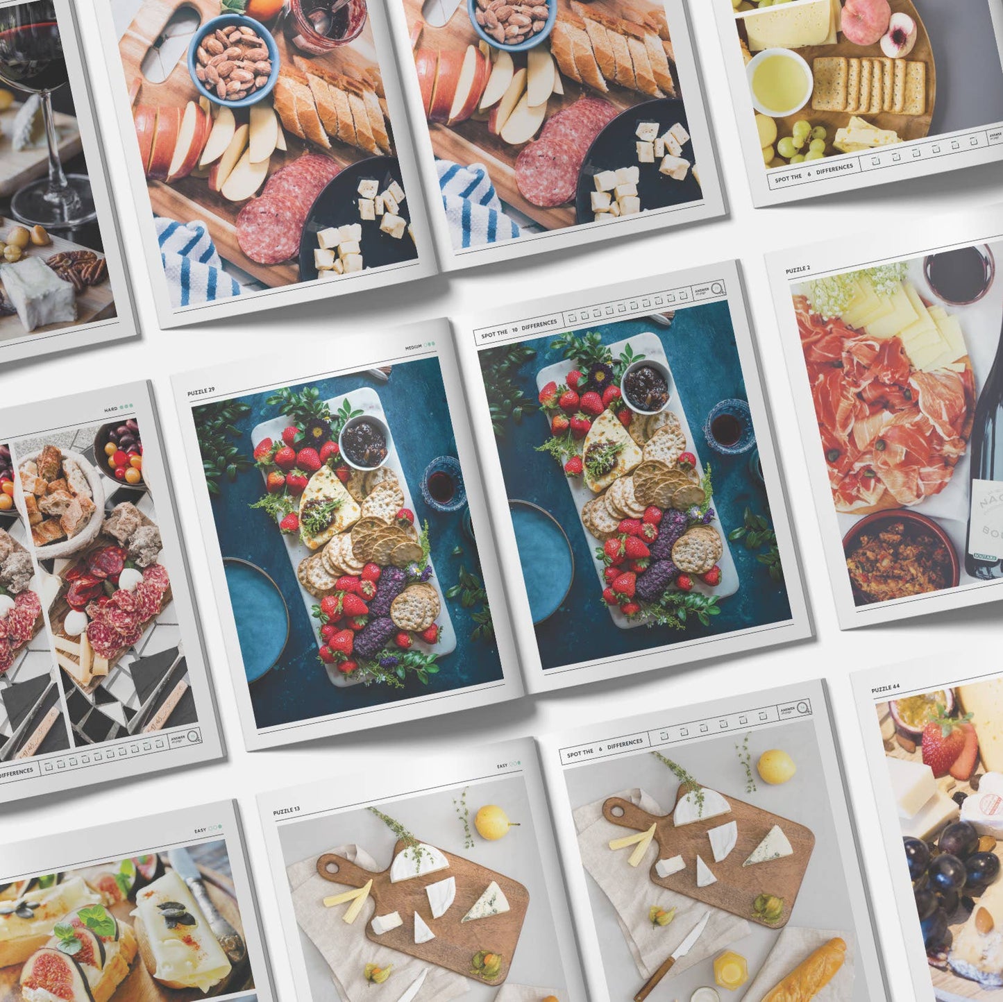 Charcuterie Spot the Difference Puzzles, I Spy Activity Book