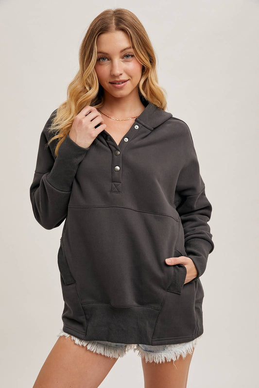 French Terry Dolman Tunic Hoodie
