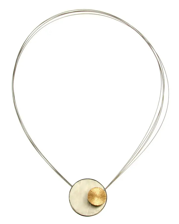 Matte Resin Pendant - White & Gold