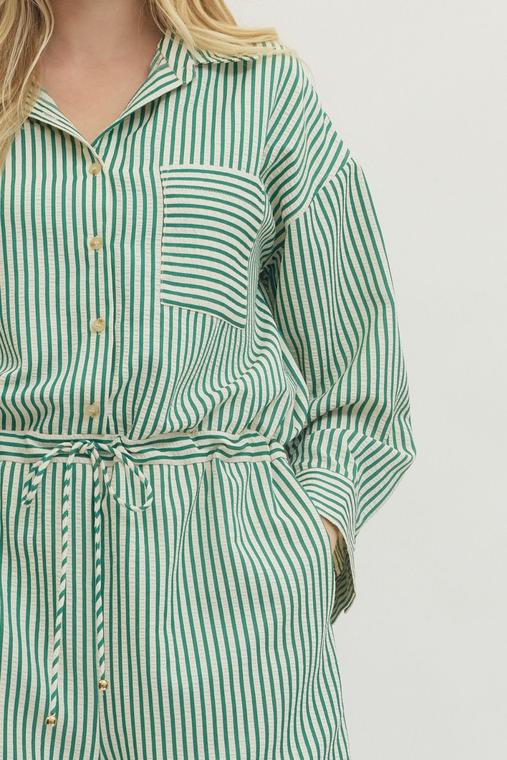 Natalie Cinche Waist Striped Romper