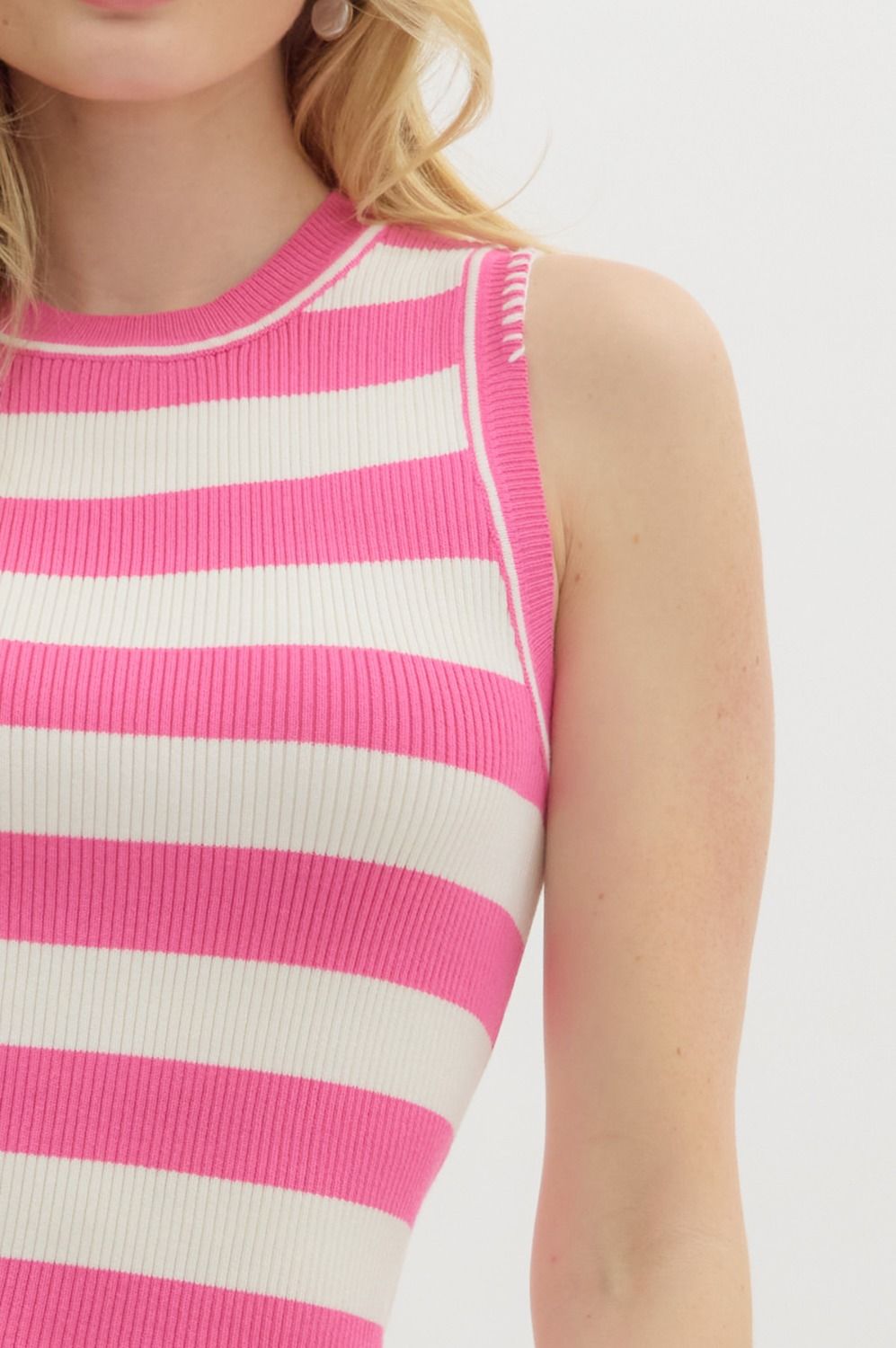 Sweet Pink Sleeveless Knit Sweater