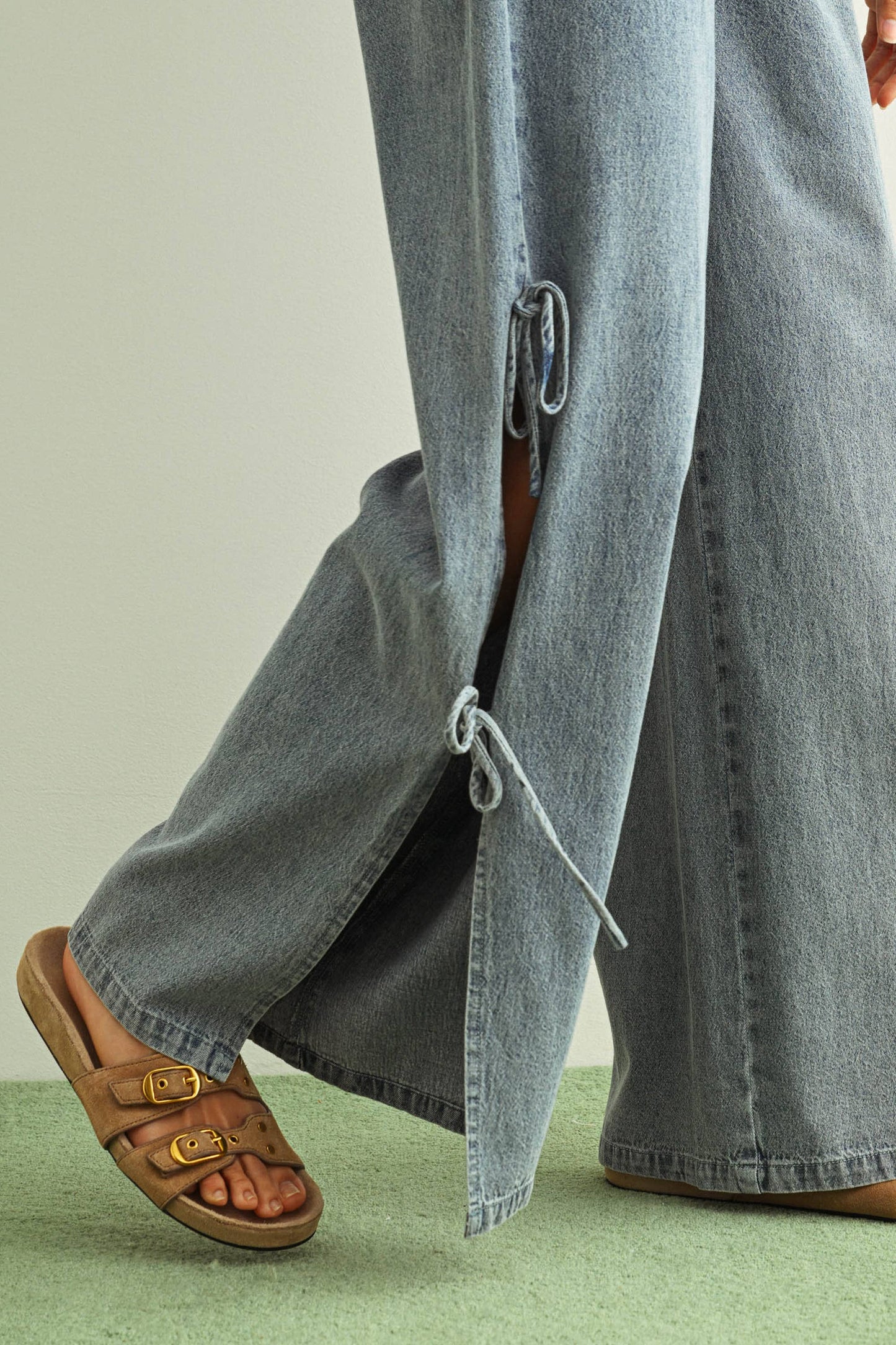 Denim Side Tie Pants