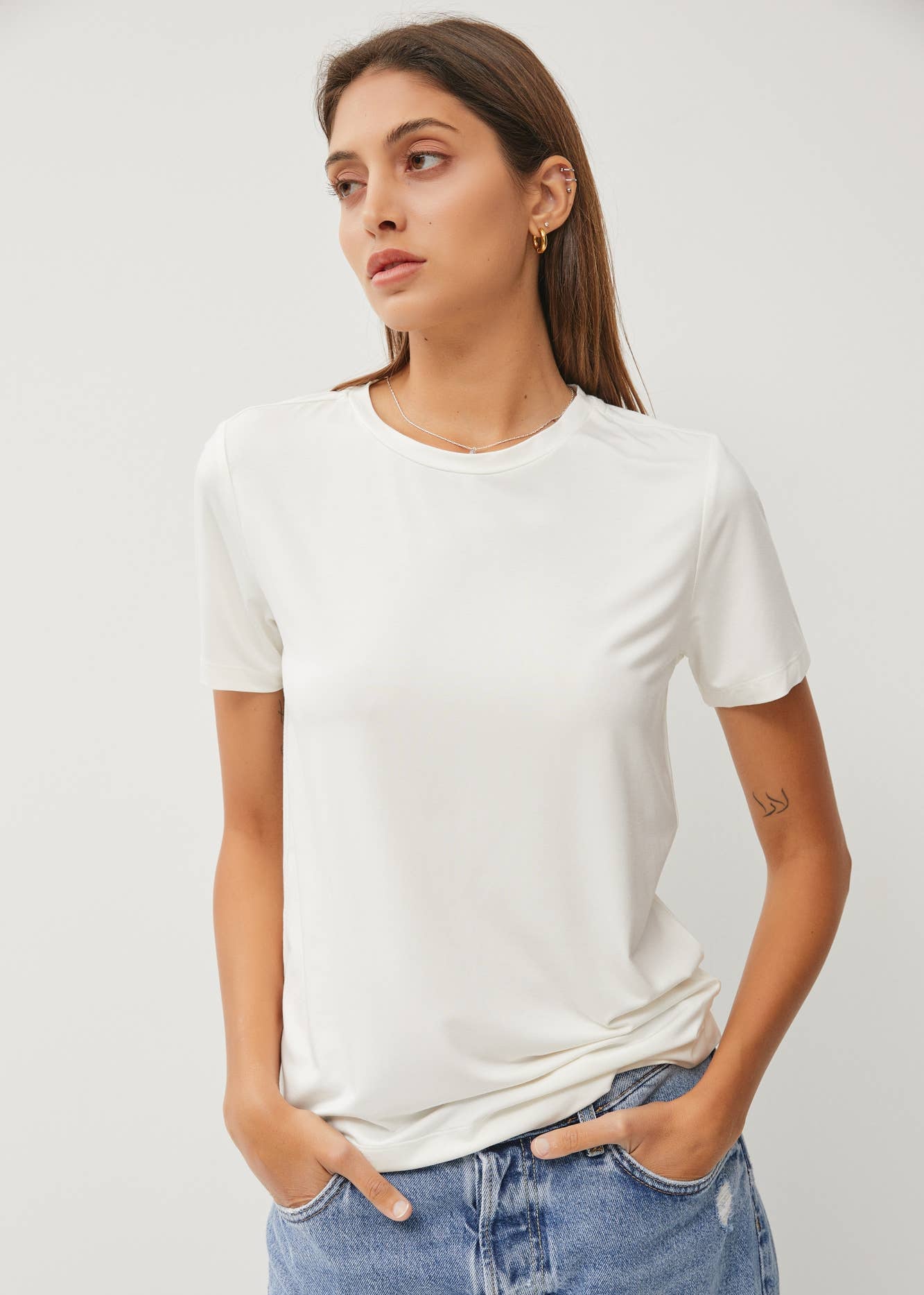 Bamboo Modal Basic T-shirt - Off White