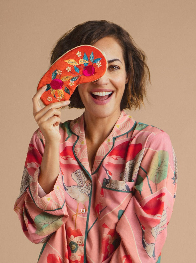 Lavender Velvet Eye Mask - Pomegranate in Tangerine