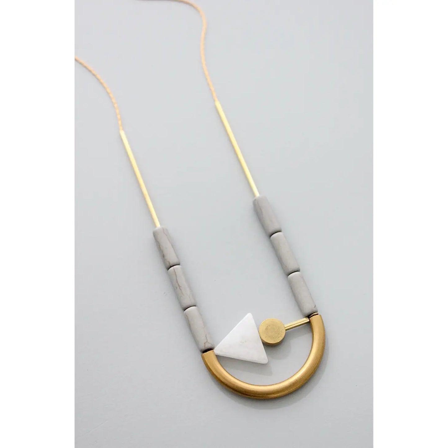 Geometric Agate and Magnesite Chain Necklace