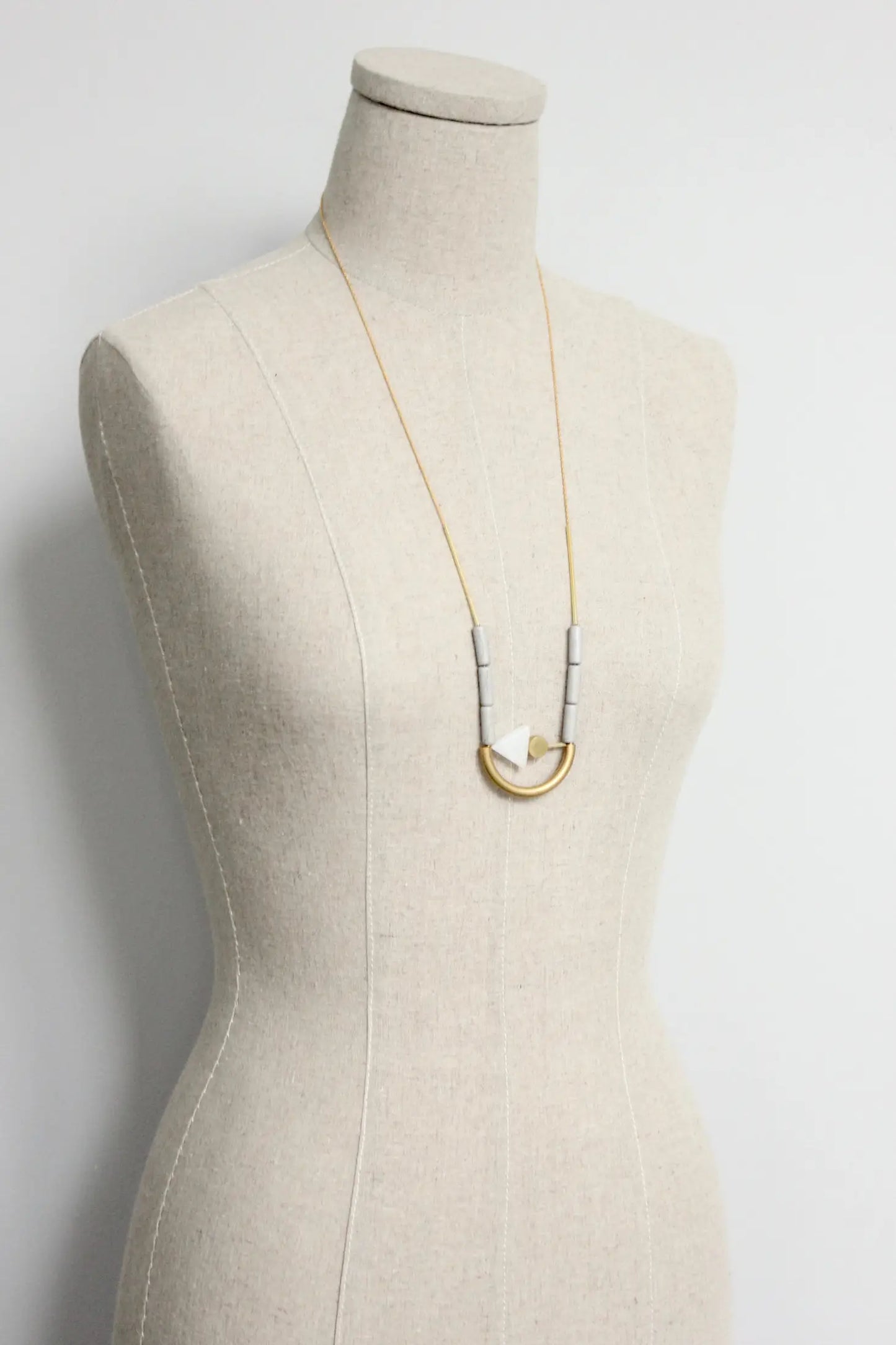 Geometric Agate and Magnesite Chain Necklace