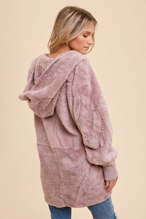 Cozy Plush Hoodie - Rose