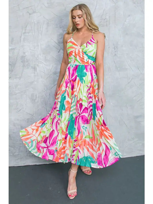 Vibrant Tropical Midi Dress