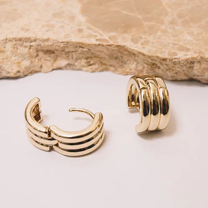 Deva Triple Hoop Huggies