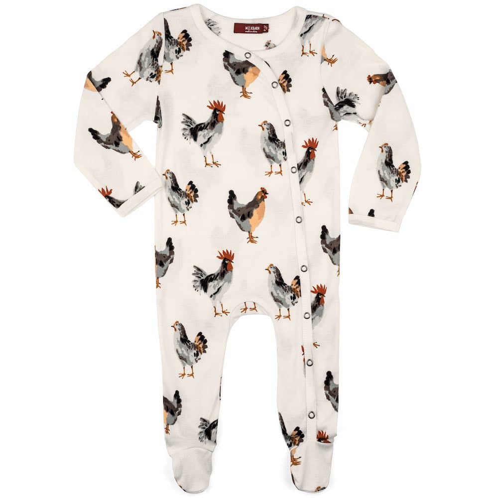 Chicken Organic Cotton Snap Footed Romper