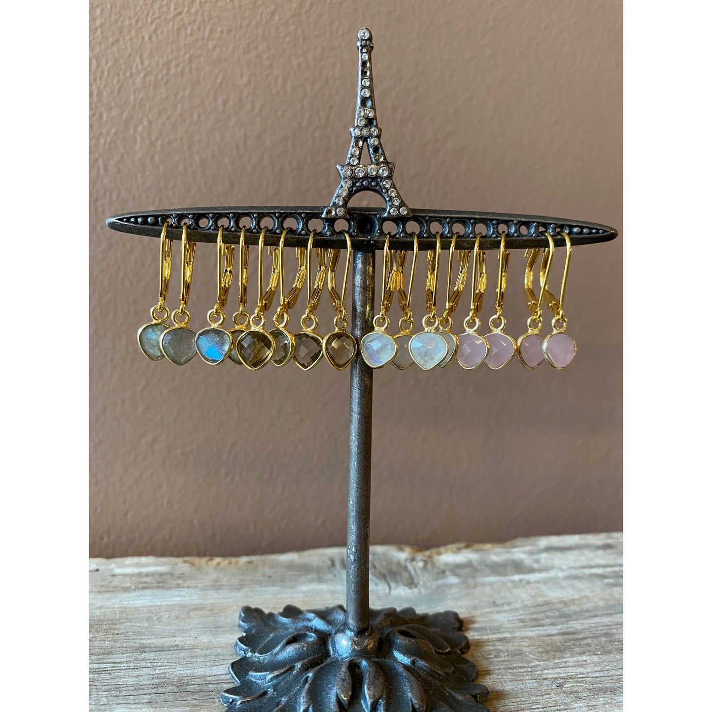 Mini Gemstone Earrings - Gold