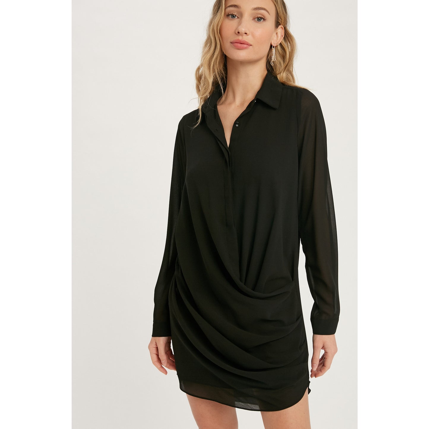 Draped Front Shirt Dress