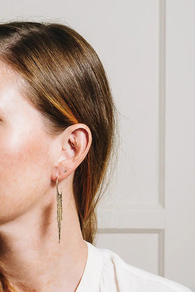 Signe Fringe Chain Hoop Earrings