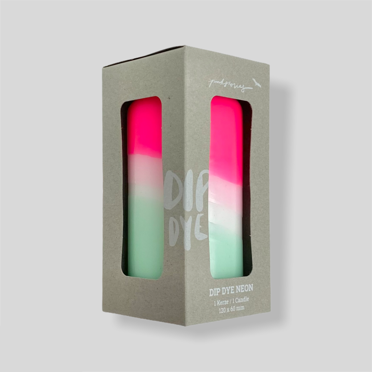 Dip Dye Neon Pillar Candle - Peppermint Tower
