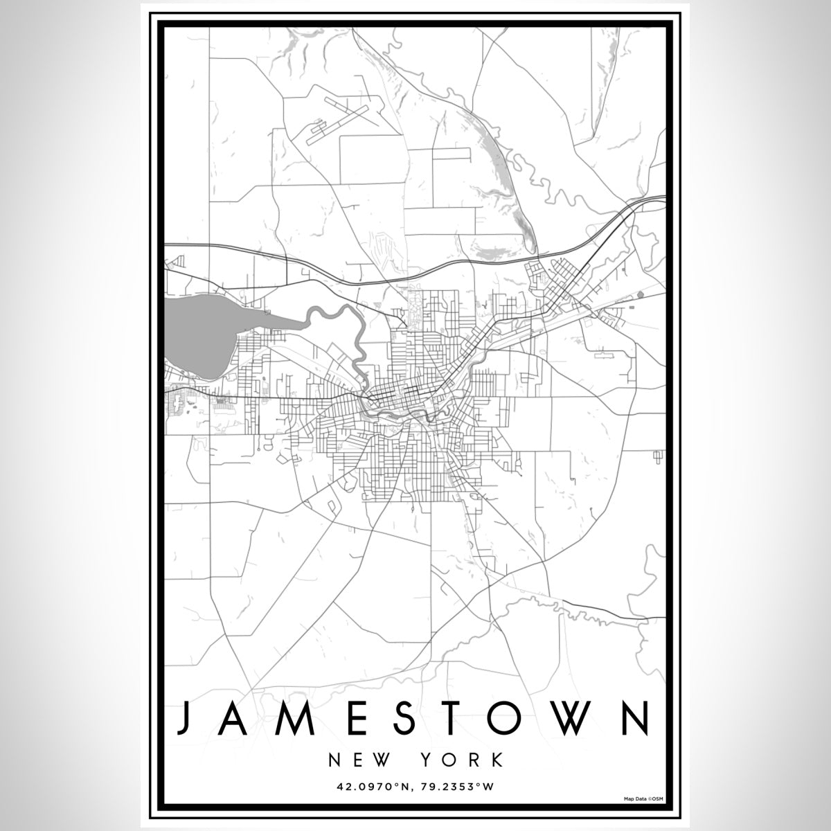 Jamestown NY Map Print - Classic