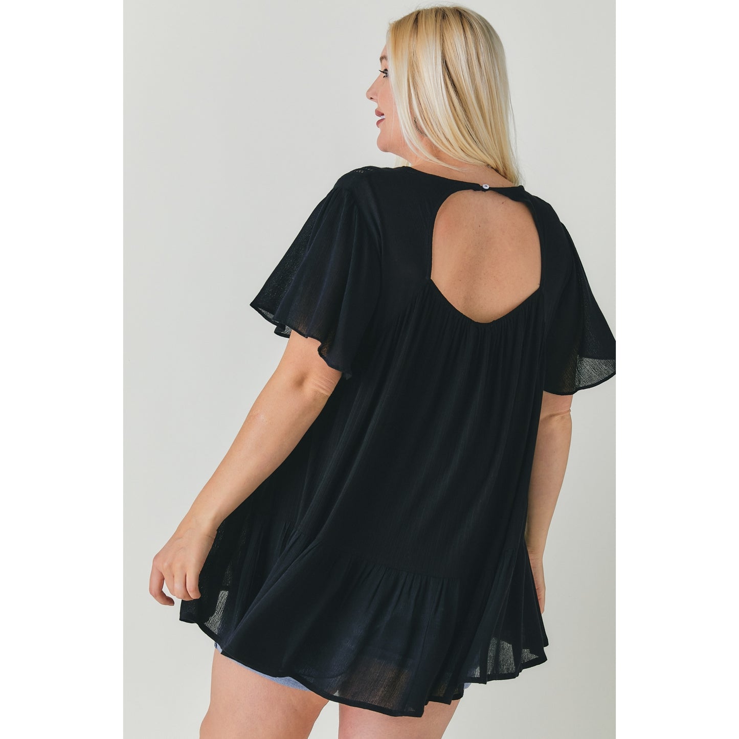 Round Neck Ruffle Top