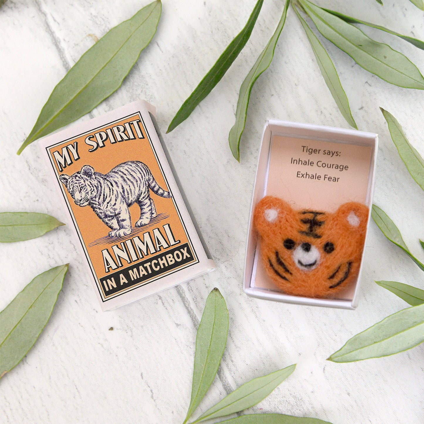 Wool Felt Tiger Spirit Animal In A Matchbox