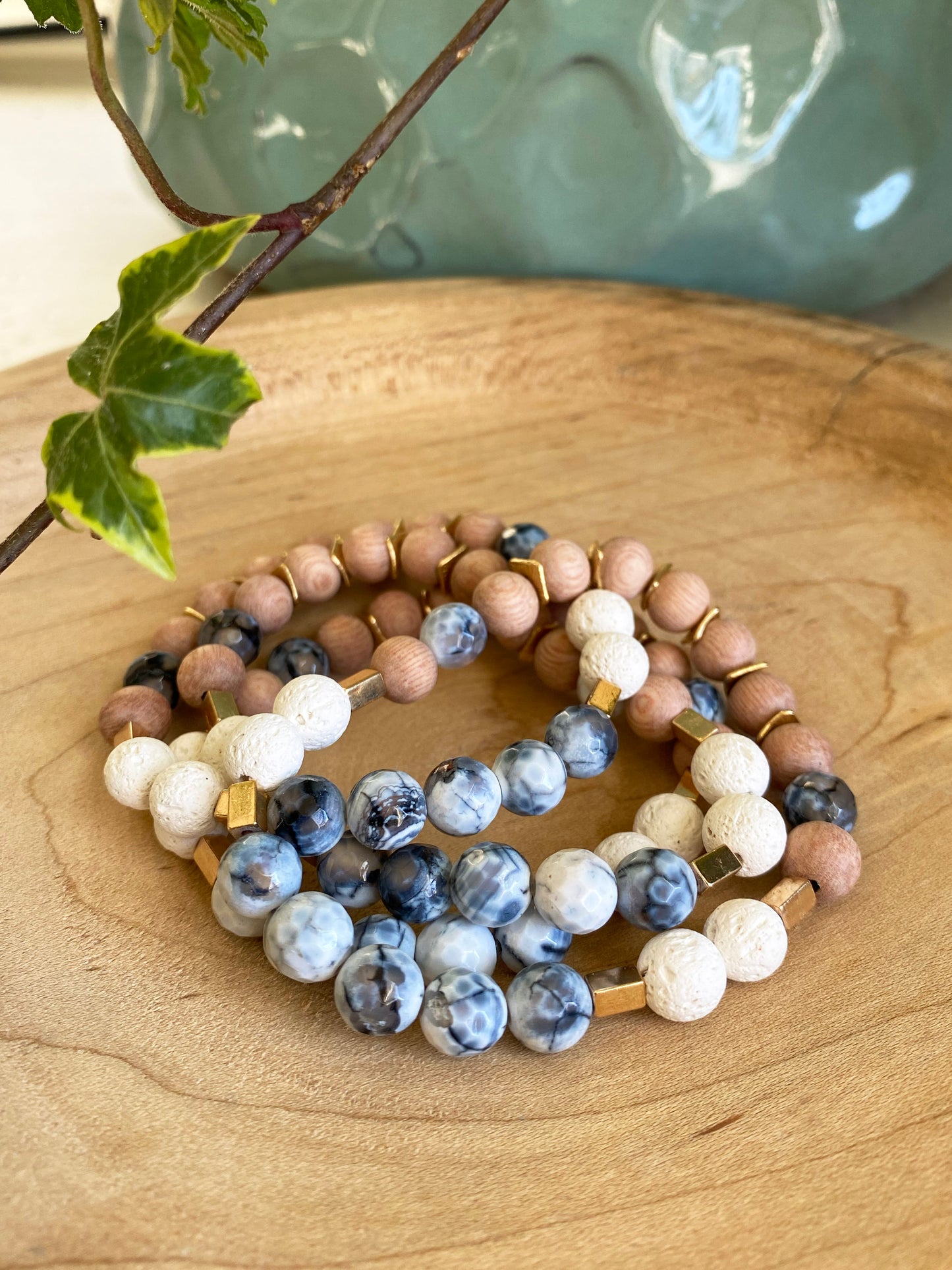 Fire Agate & Rosewood Bracelet