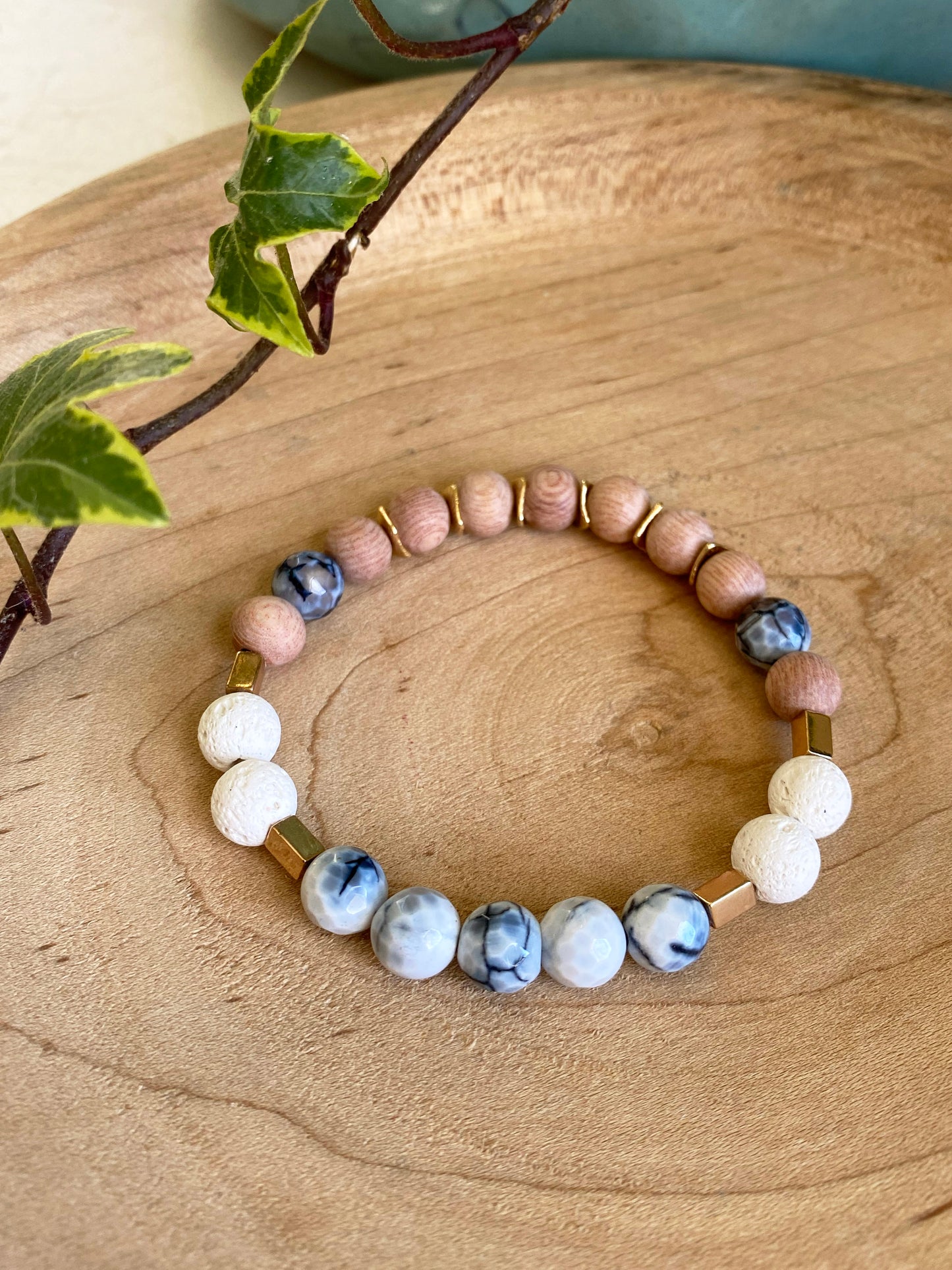 Fire Agate & Rosewood Bracelet