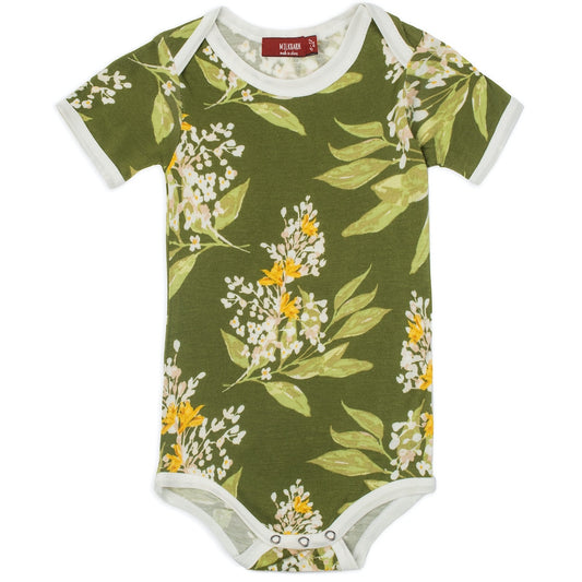 Green Floral Bamboo Short Sleeve One Piece