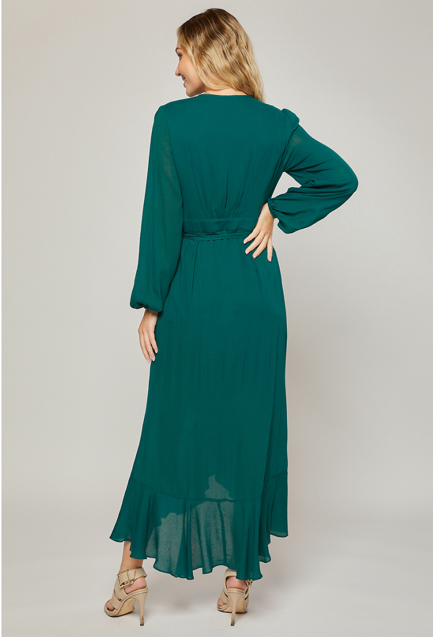 Ruffle Hem Maxi Dress - Hunter Green