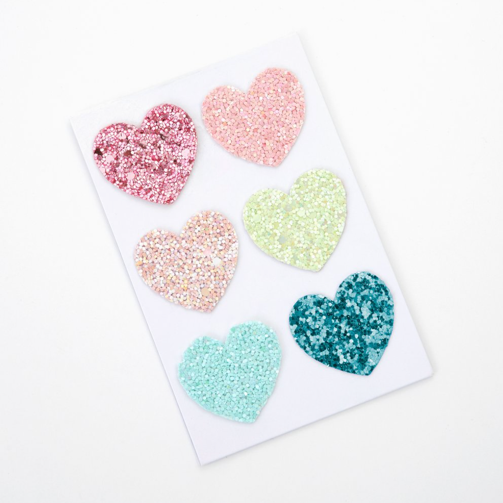 Rainbow Glitter Heart Patches