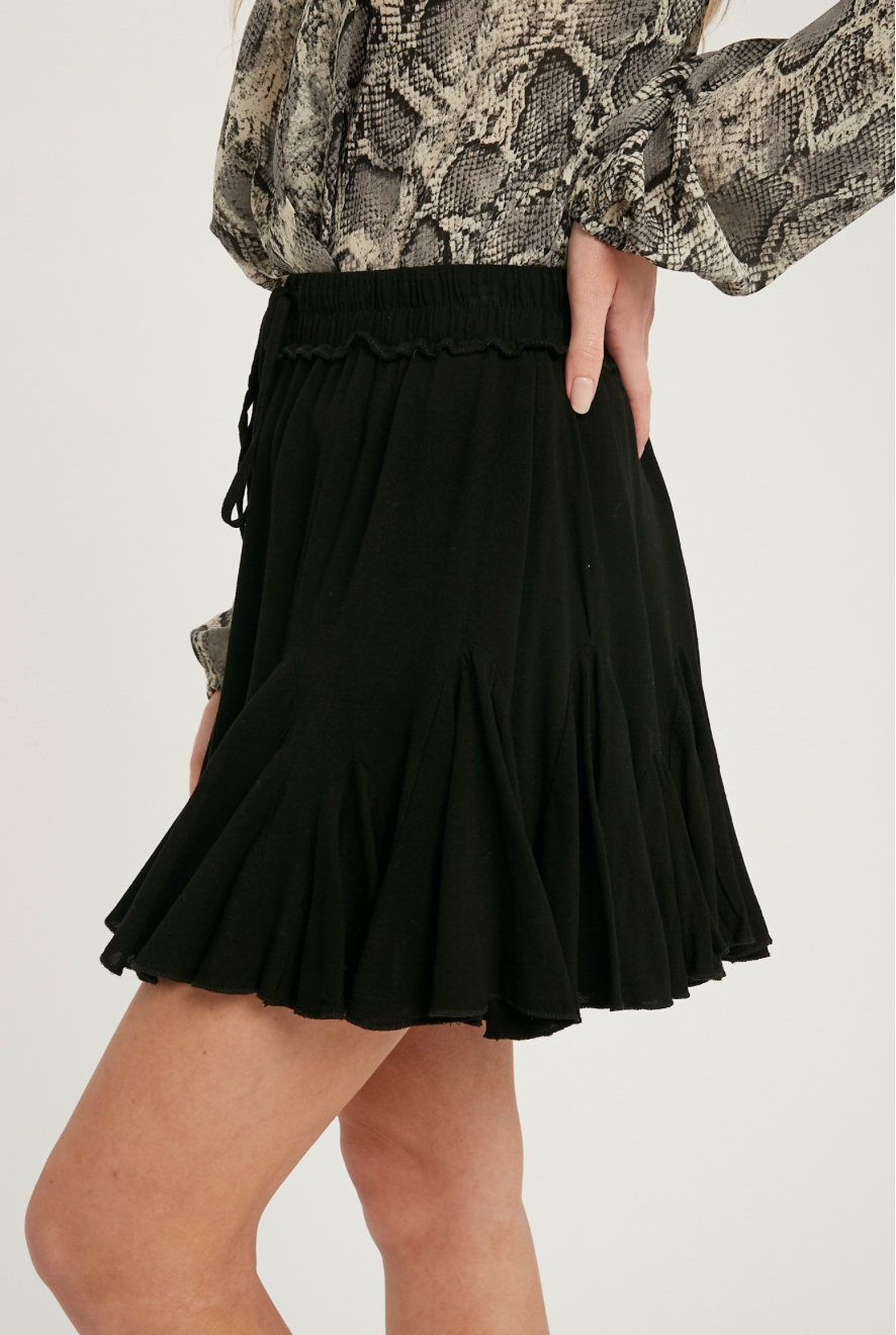 Ruffled Swing Mini Skirt