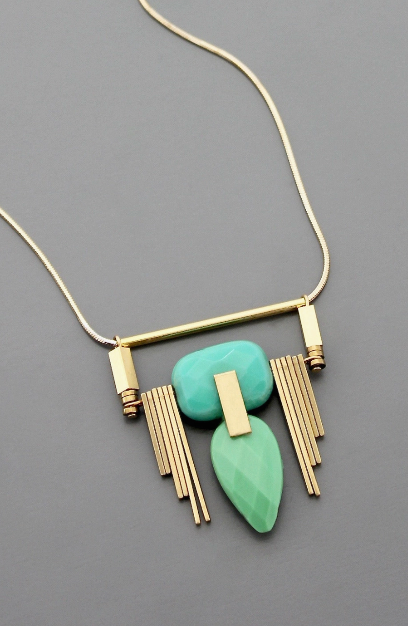 Cool Greens Art Deco Necklace