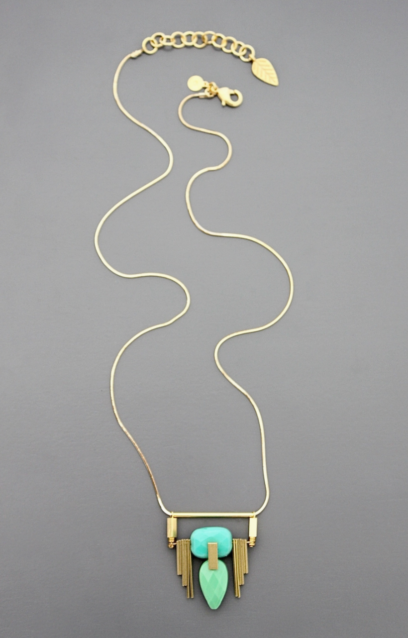 Cool Greens Art Deco Necklace