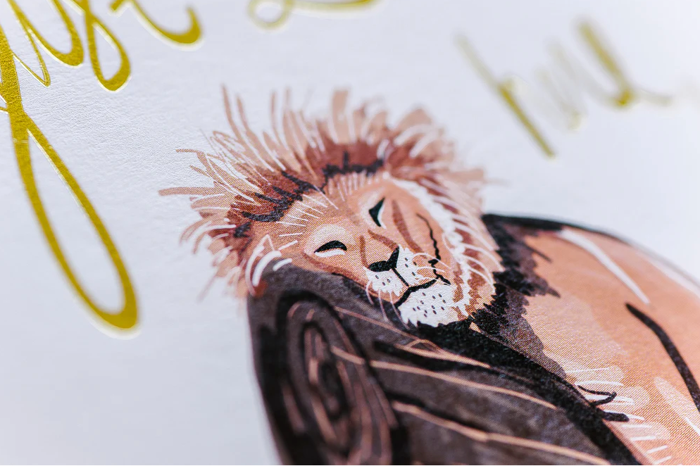 Lion Here Thinking About You - Greeting Card