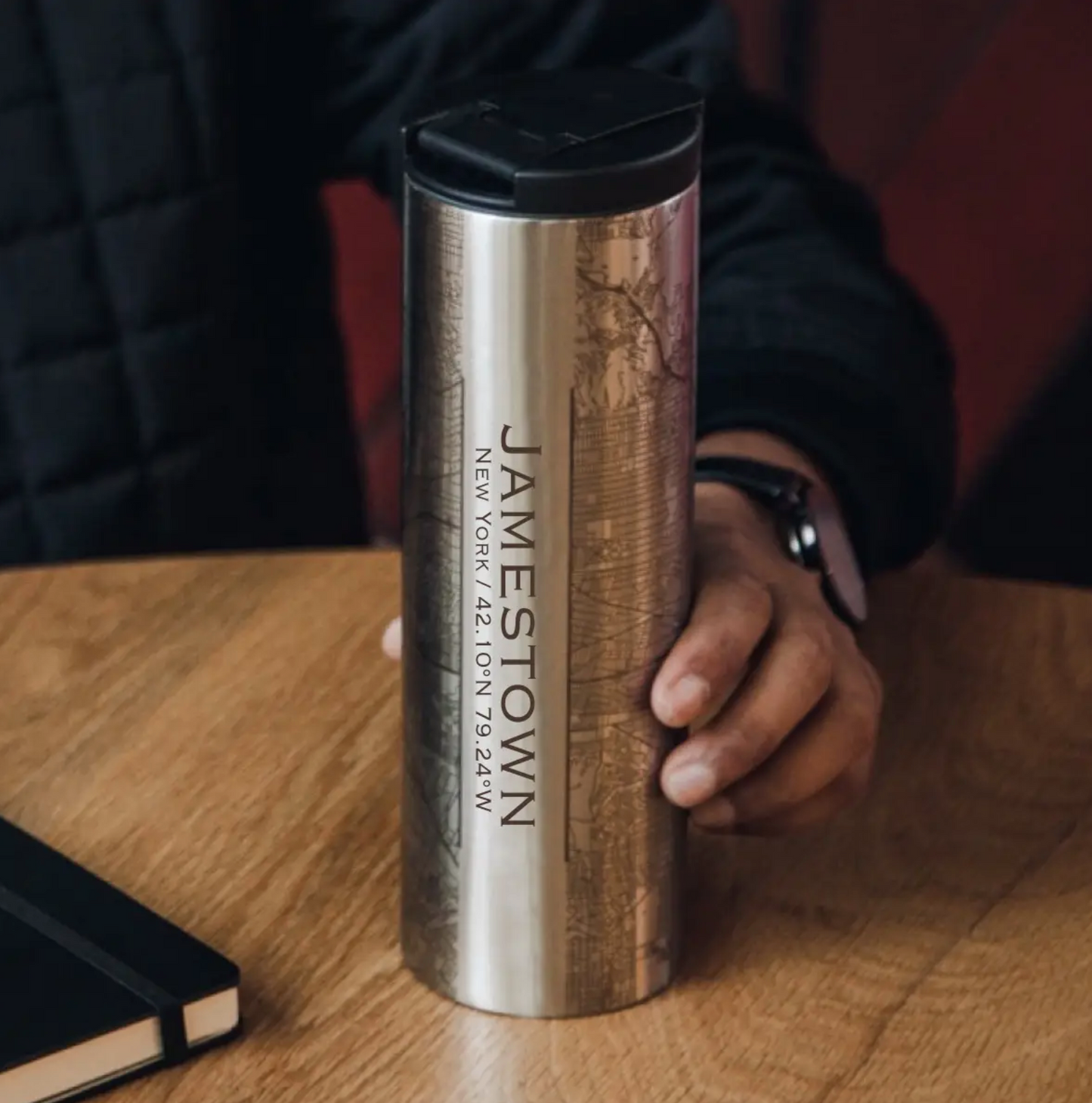 Jamestown NY Map Tumbler - Stainless Steel