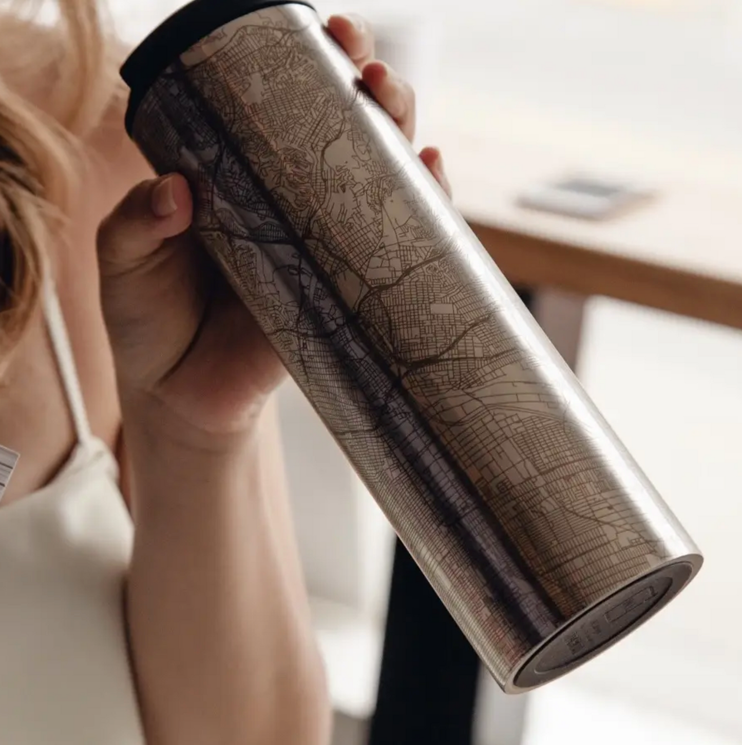 Jamestown NY Map Tumbler - Stainless Steel