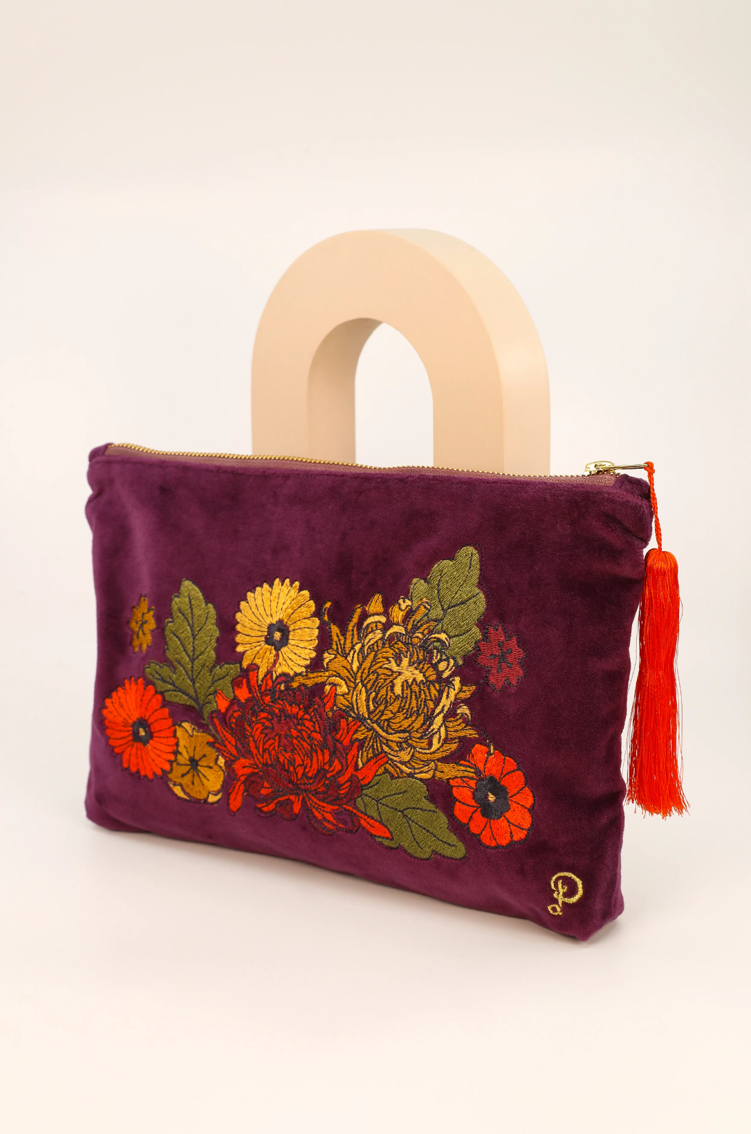 Vintage Flora Velvet Zip Pouch
