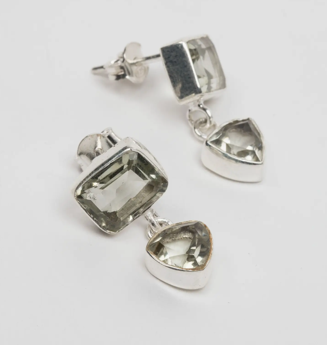 Green Amethyst Post Earrings