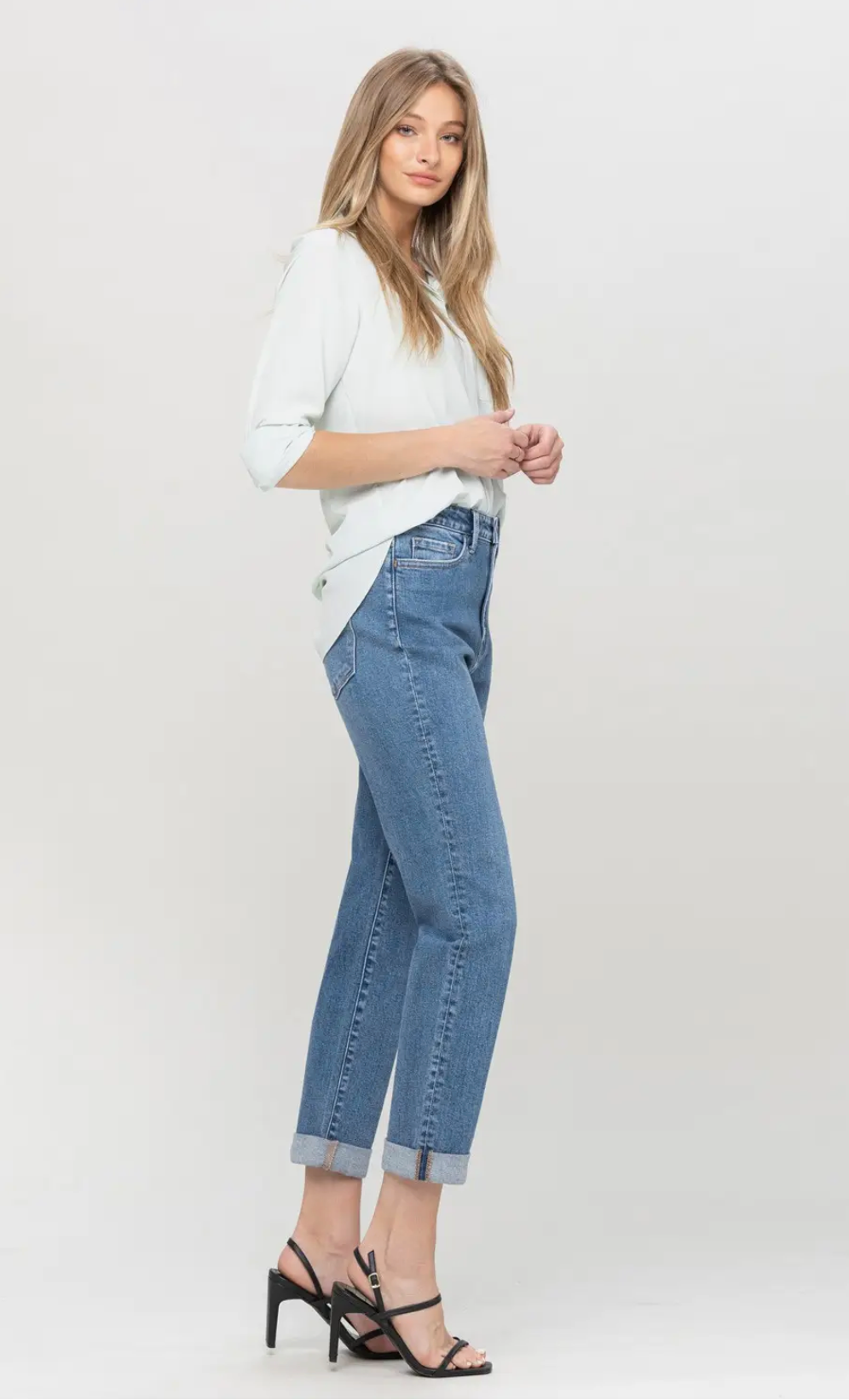 Stretch Mom Jean With Rolled Cuff