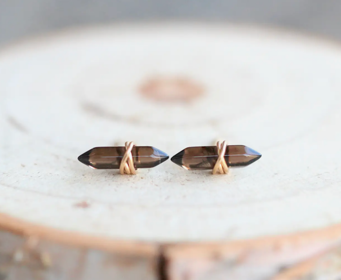 Crest Studs - Smokey Quartz