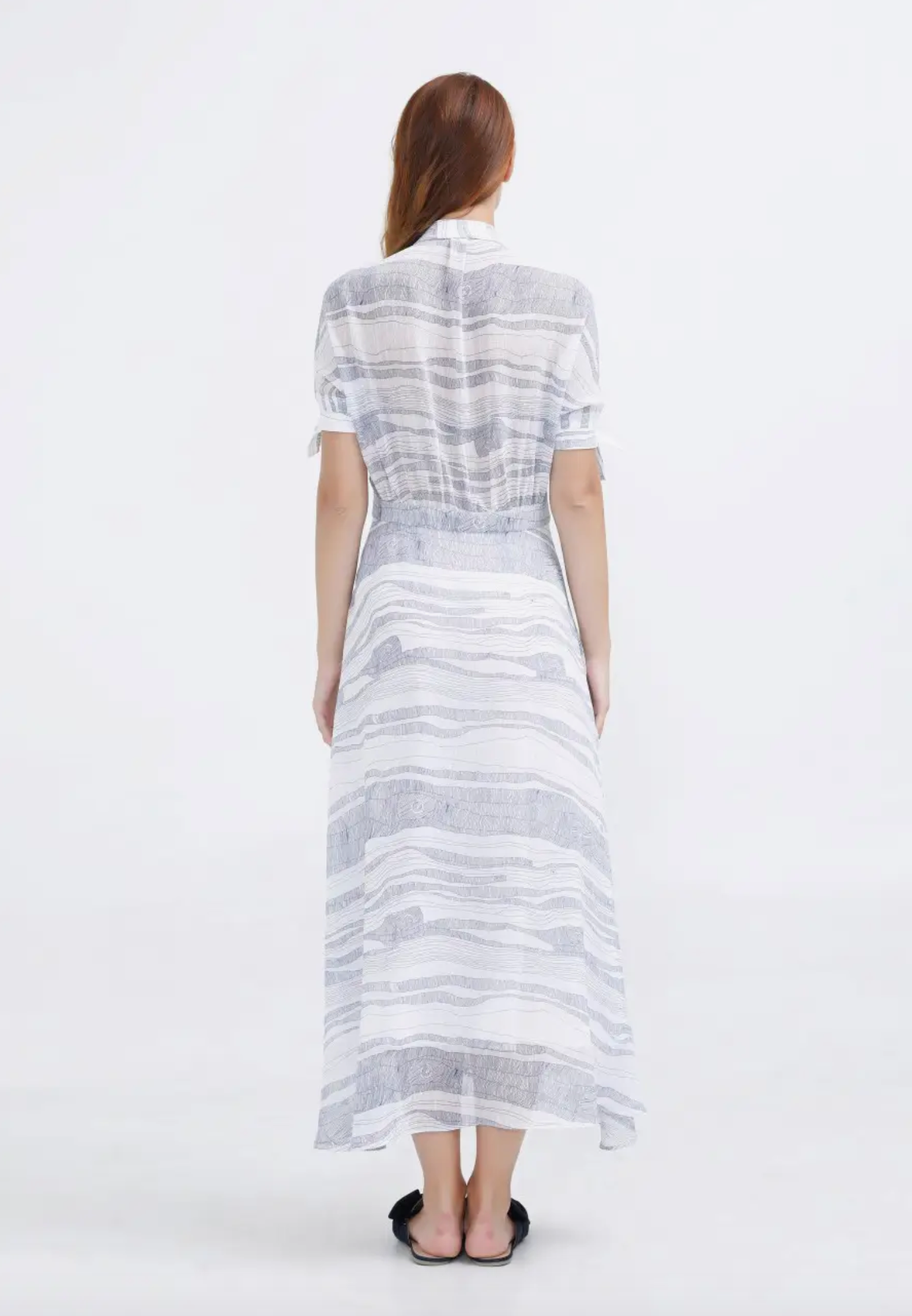Line Print Chiffon Shirt Dress