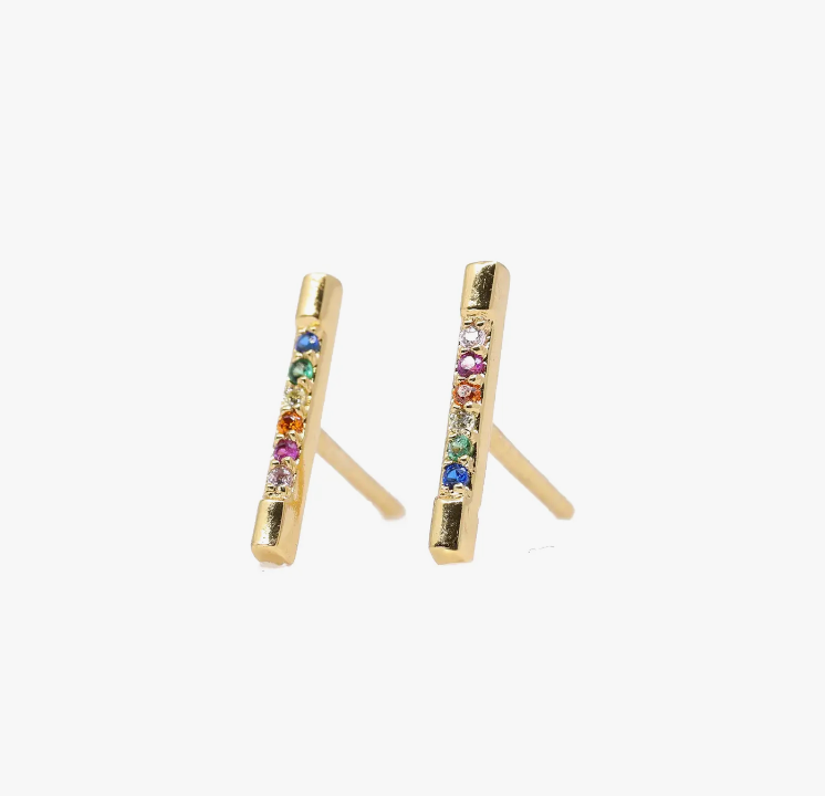 Rainbow Brite Stud Earrings in Gold