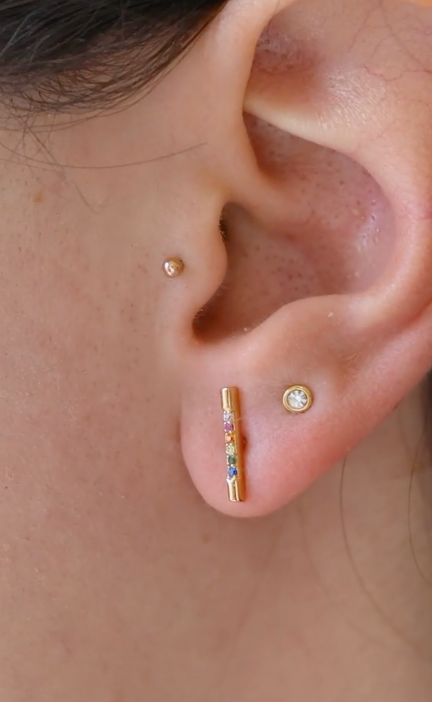 Rainbow Brite Stud Earrings in Gold