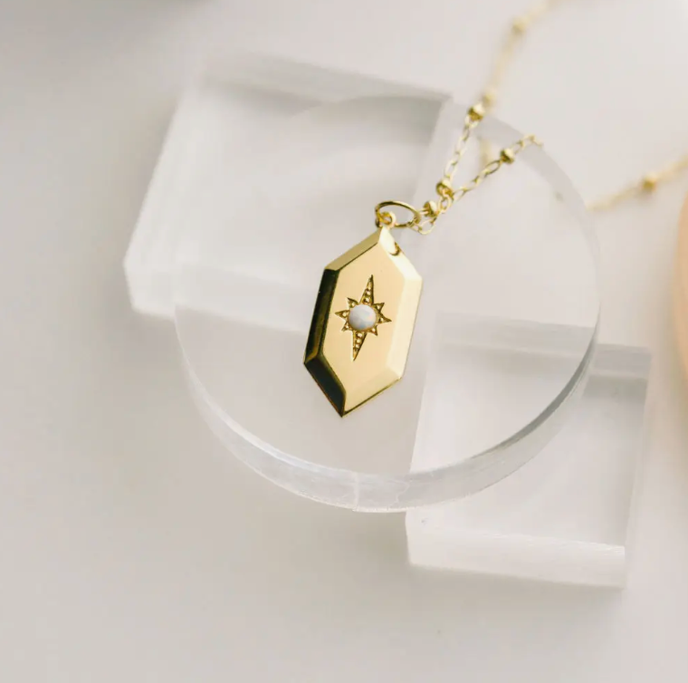 Sloane Opal Amulet Necklace in Gold