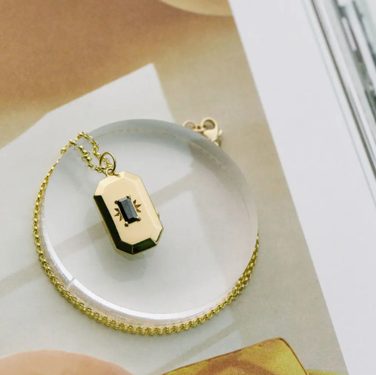 Cameron Onyx Amulet Necklace in Gold