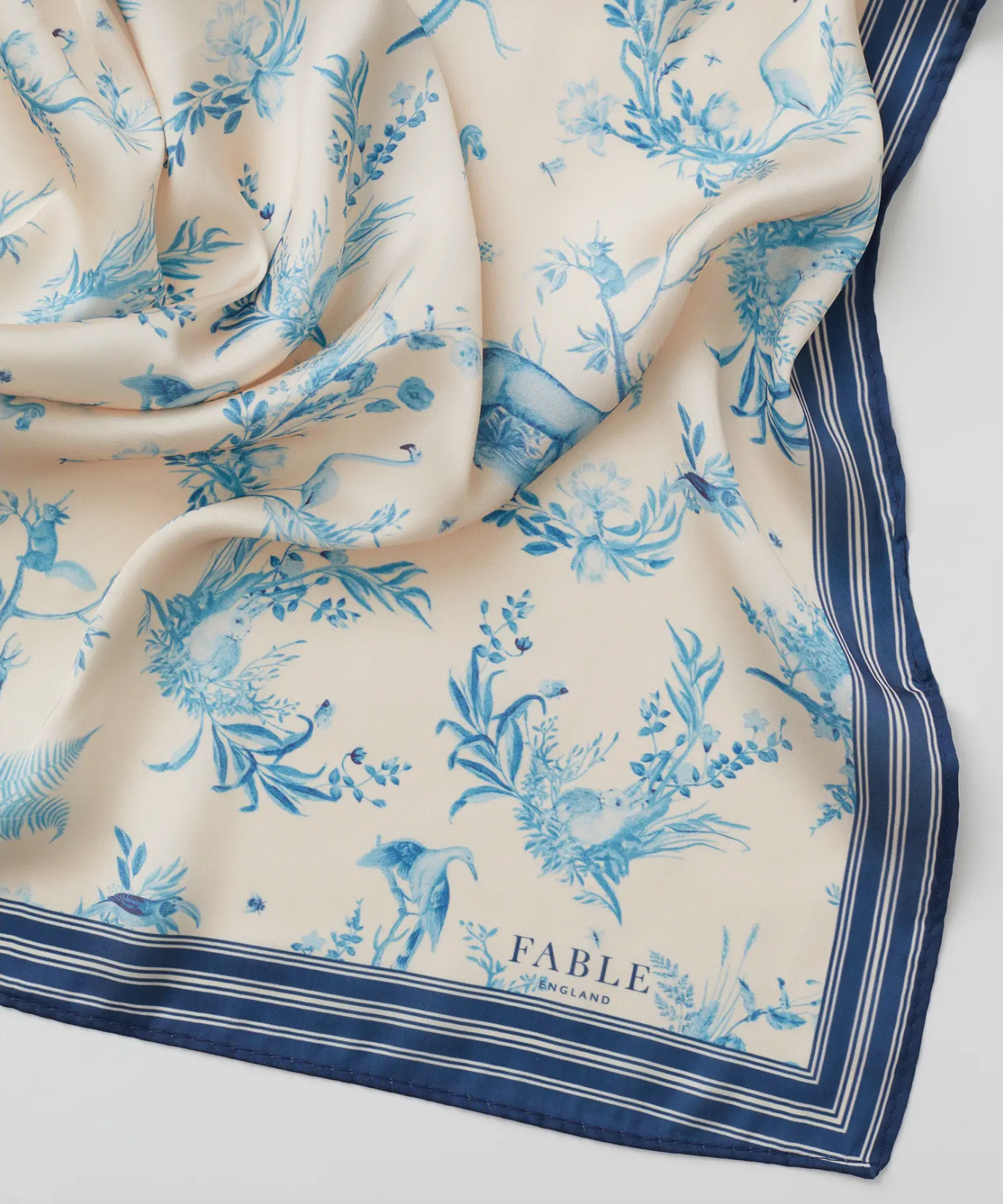 Toile de Jouy Vintage Blue Square Scarf